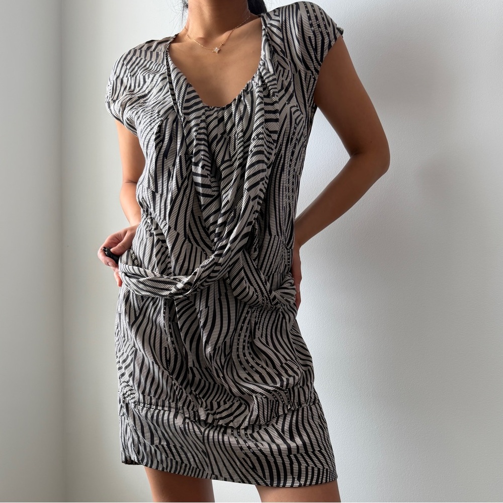 Early 2000s Ted Baker Zebra Print Silk Mini Dress - Medium